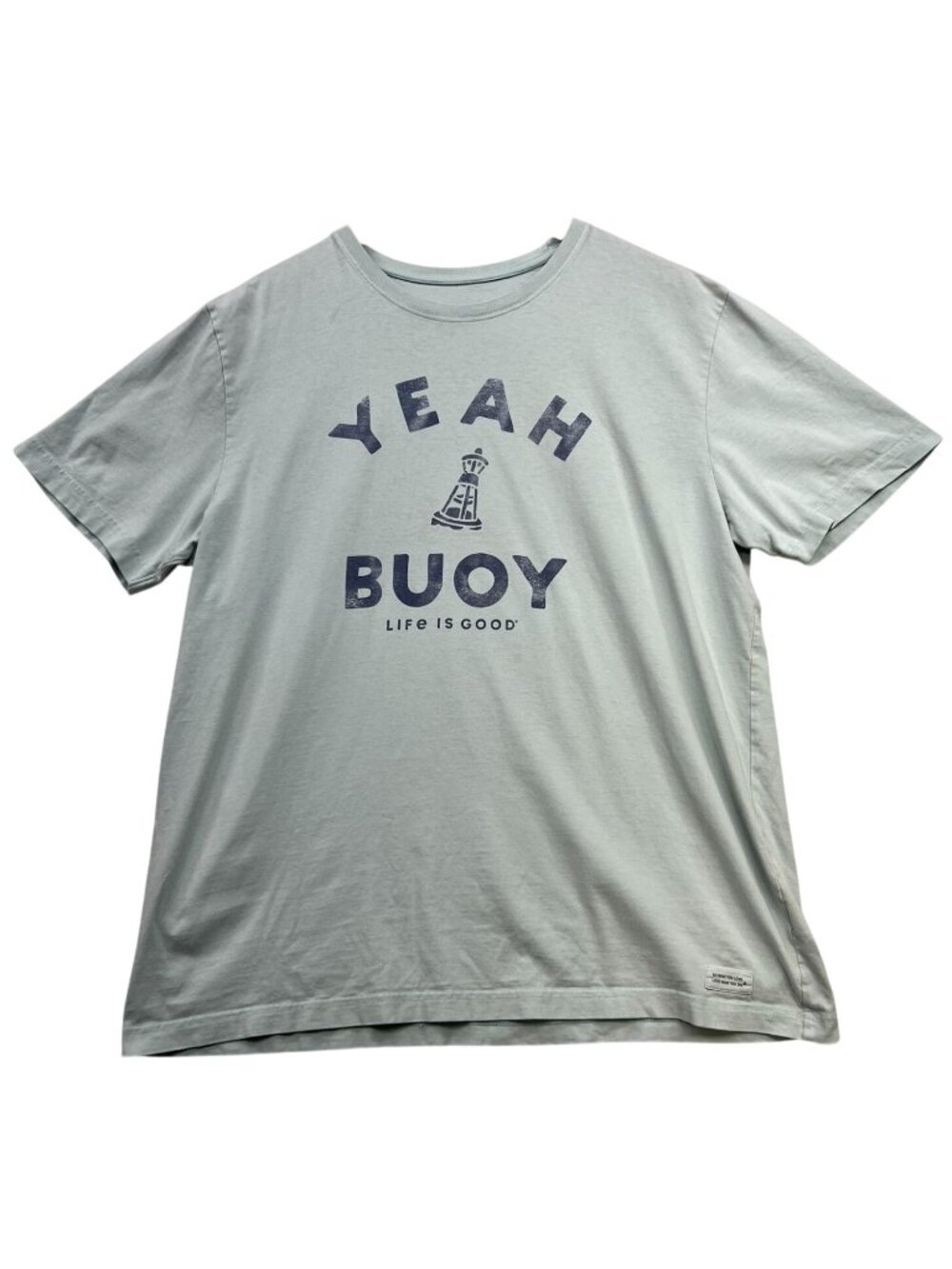 Life Is Good Men's Yeah Buoy Crusher Tee Short Sleeve Stretch Size L Sage Green